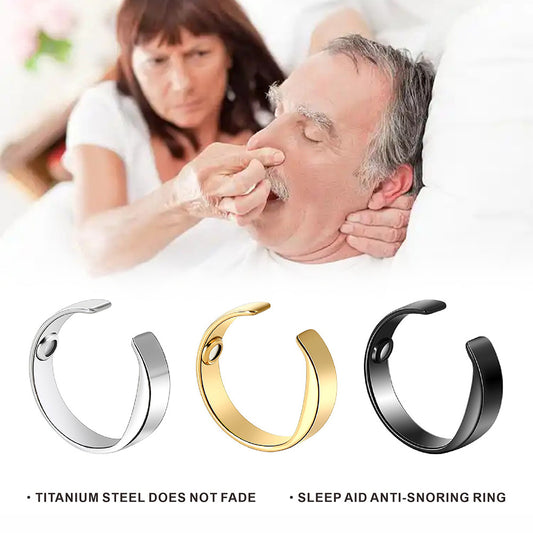 Stainless Steel Anti-Snoring Ring with Magnetic Opening, Sleep Aid Health Fashion Accessory for Silent Sleep